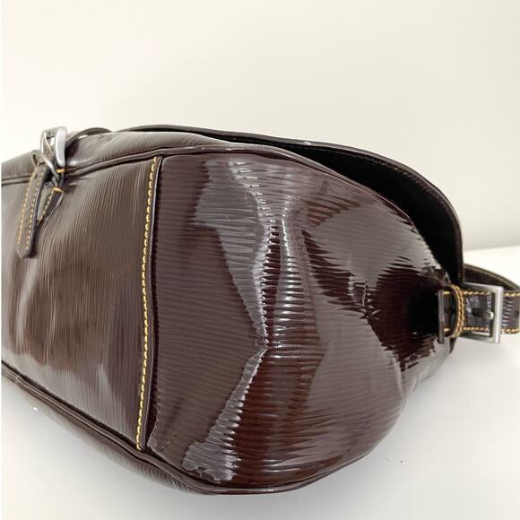 Prada Patent Leather Shoulder Hobo Bag Buckle Flap Triangle Logo - Picture 11 of 17